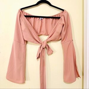 TOBI•FRONT TIE CROP TOP IN Blush